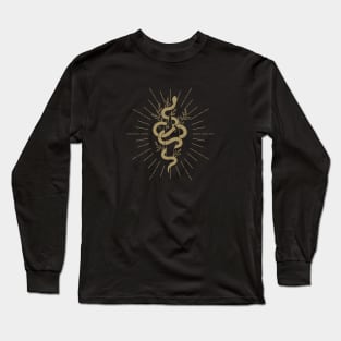 A hand handling a snake with leaves and light Long Sleeve T-Shirt